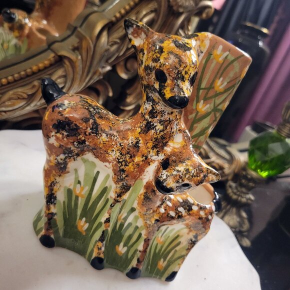 Vintage Kitschy Doe and Fawn Deer Bud Vase - Picture 3 of 12